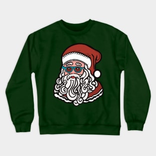 Santa Claus Wearing Blue Sunglasses White Background Crewneck Sweatshirt